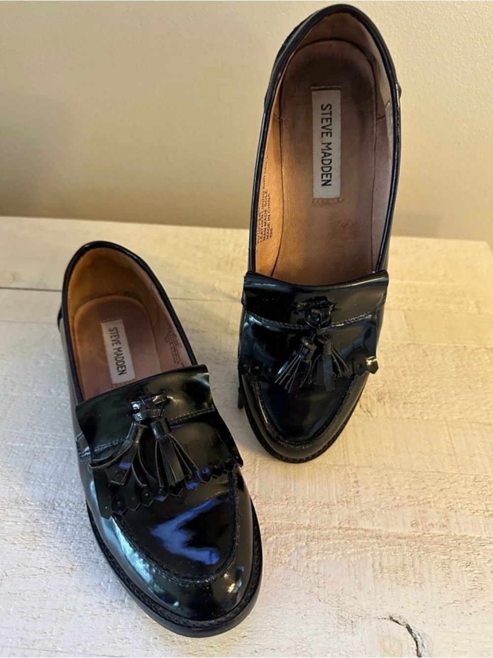 Steve Madden Black Patent Leather Loafer Size 7.5